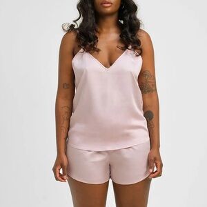 NIB ETTITUDE Sateen Loungewear 100% Bamboo Women’s Sleepwear Shortie Cloud Pink